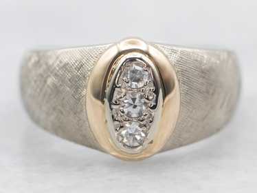 Two Tone Textured Diamond Ring - image 1