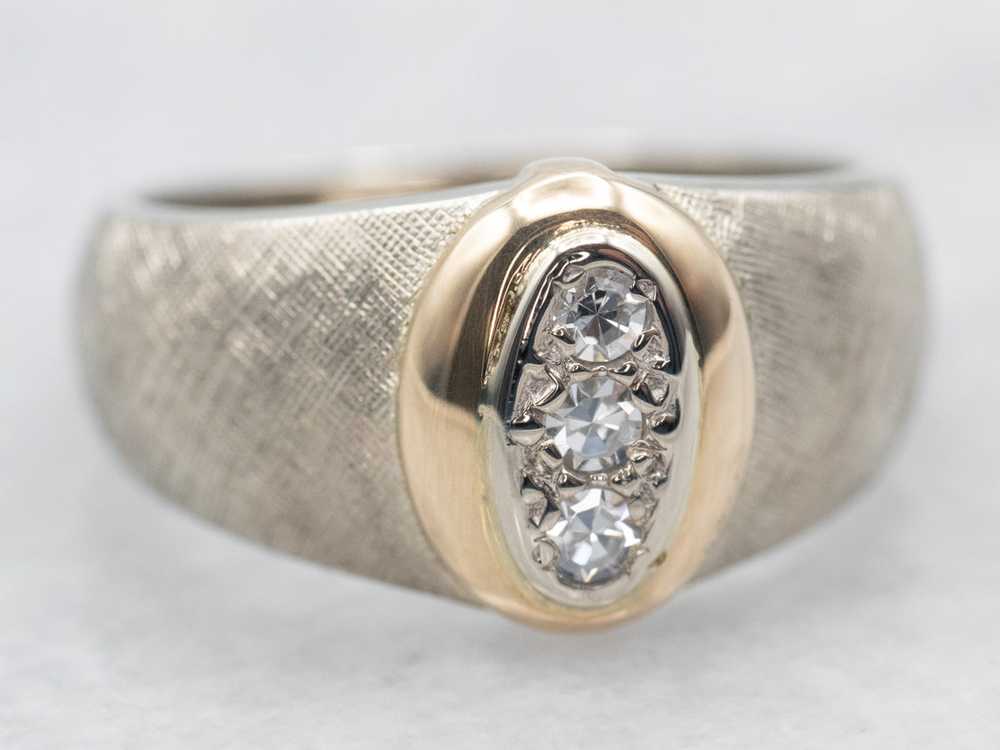 Two Tone Textured Diamond Ring - image 2