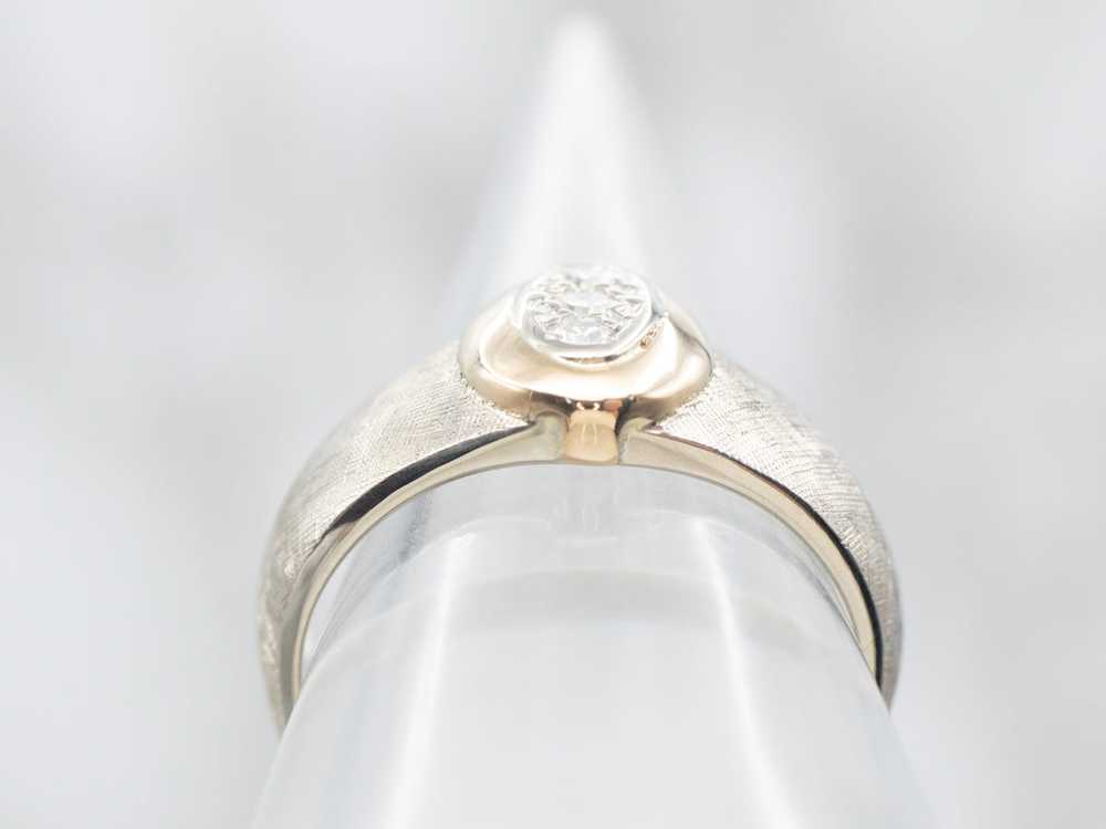 Two Tone Textured Diamond Ring - image 3