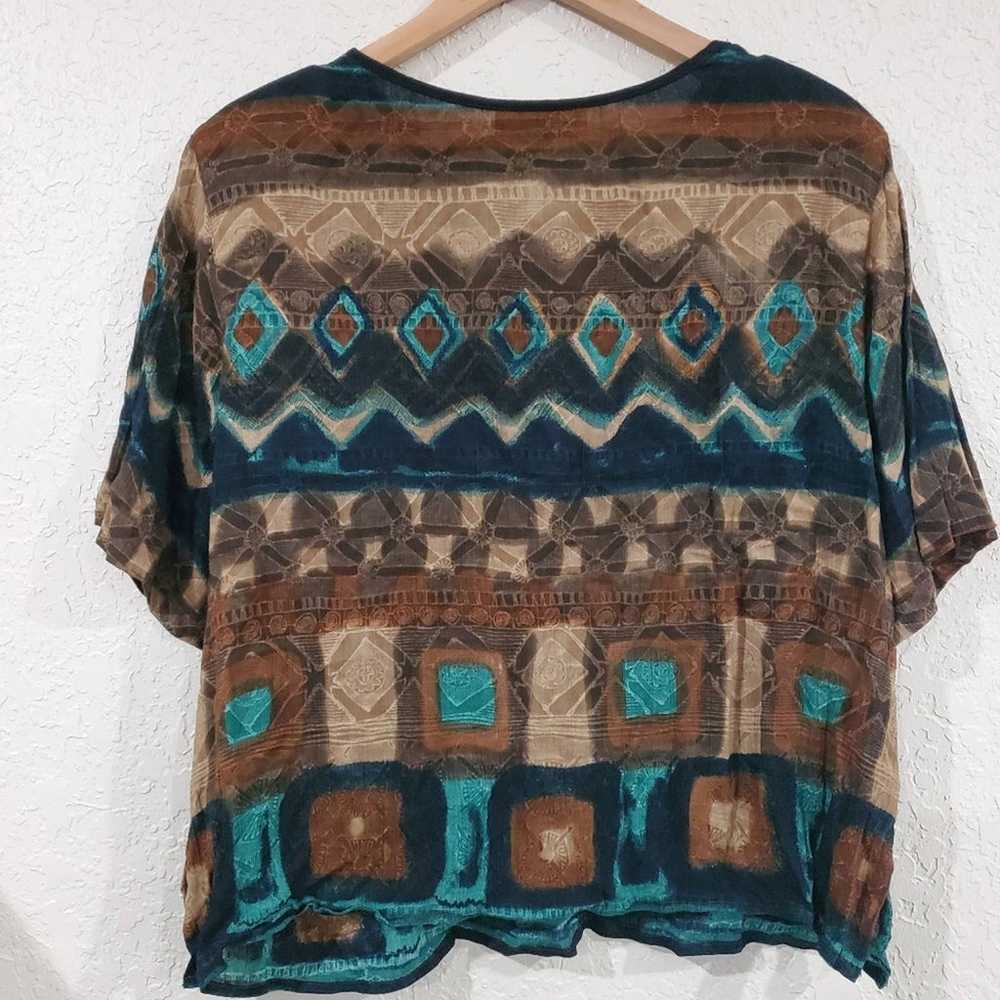 Vintage 80's Carole Little Abstract Boho Brown Bl… - image 6