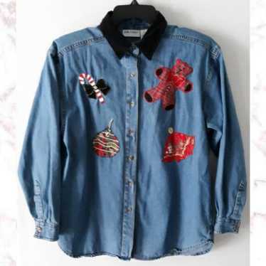 VTG Jane Ashley Holiday Denim Shirt