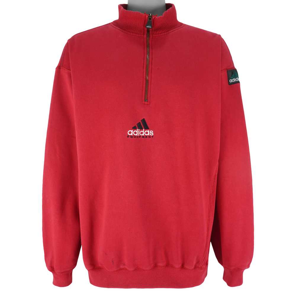Adidas - Red Equipment 1/4 Zip Embroidered Sweats… - image 1