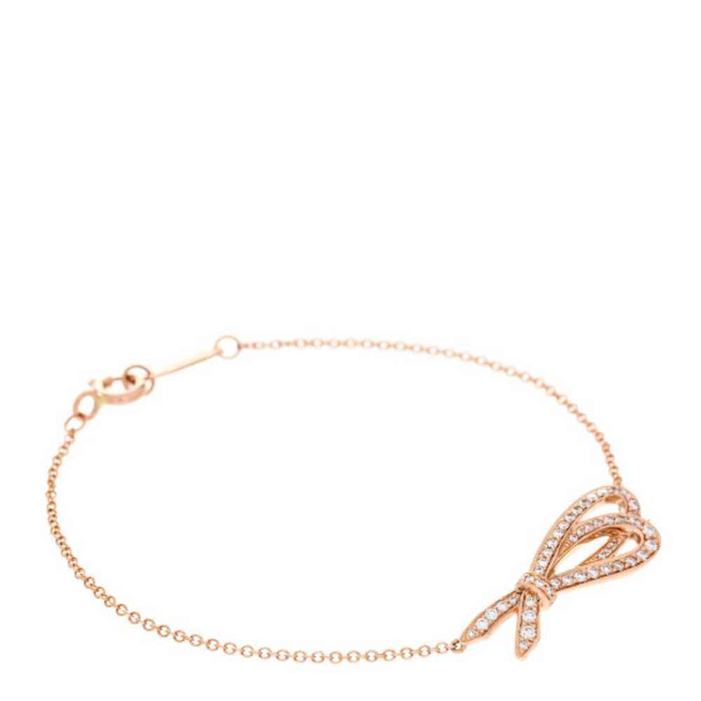 TIFFANY 18K Rose Gold Diamond Bow Bracelet - image 1