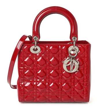 CHRISTIAN DIOR Patent Cannage Medium Lady Dior Red - image 1