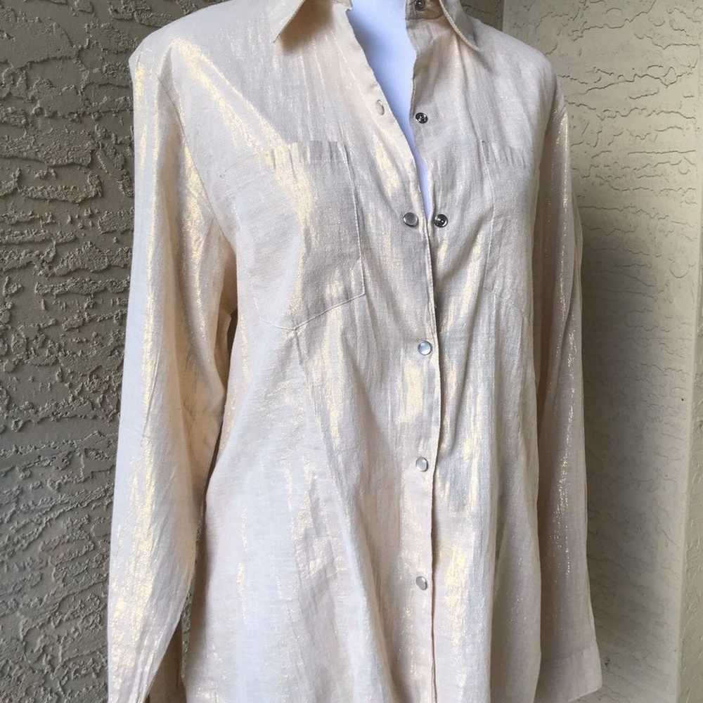 Vintage Metallic Oversized Boho Shirt - image 1