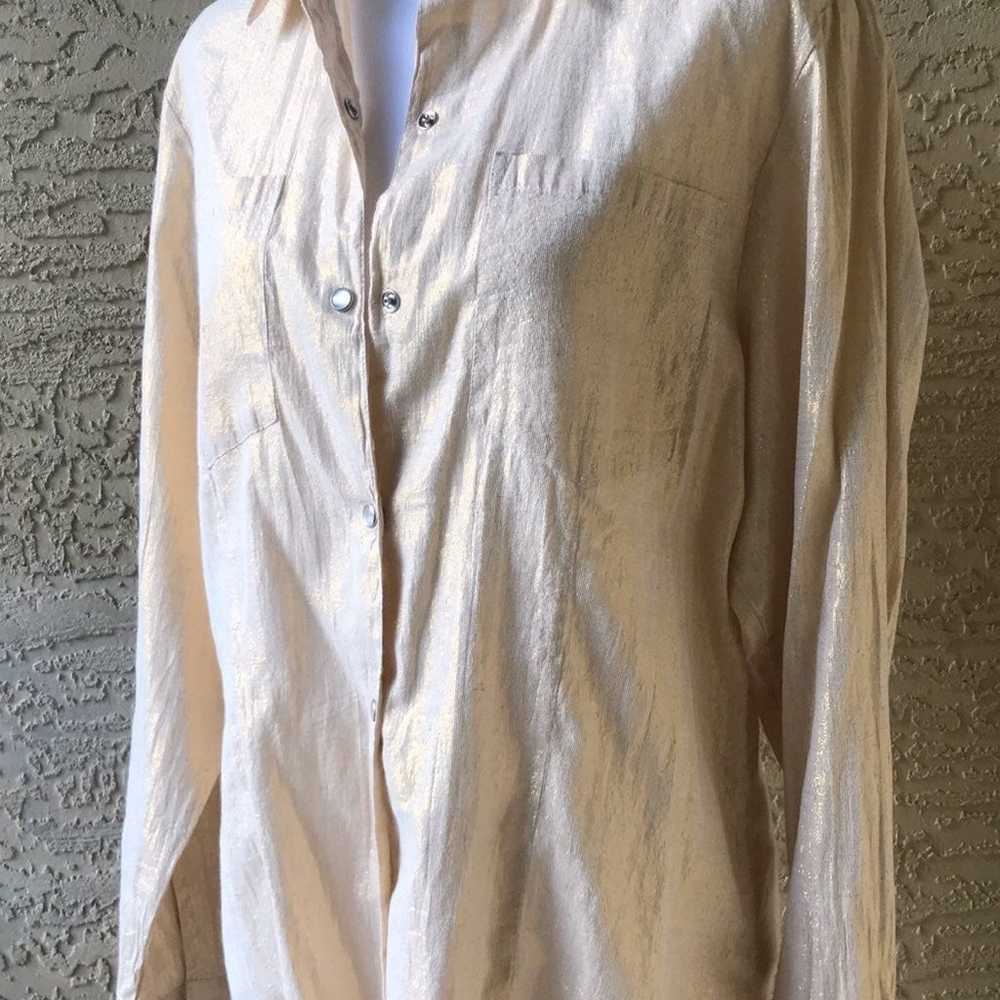 Vintage Metallic Oversized Boho Shirt - image 2