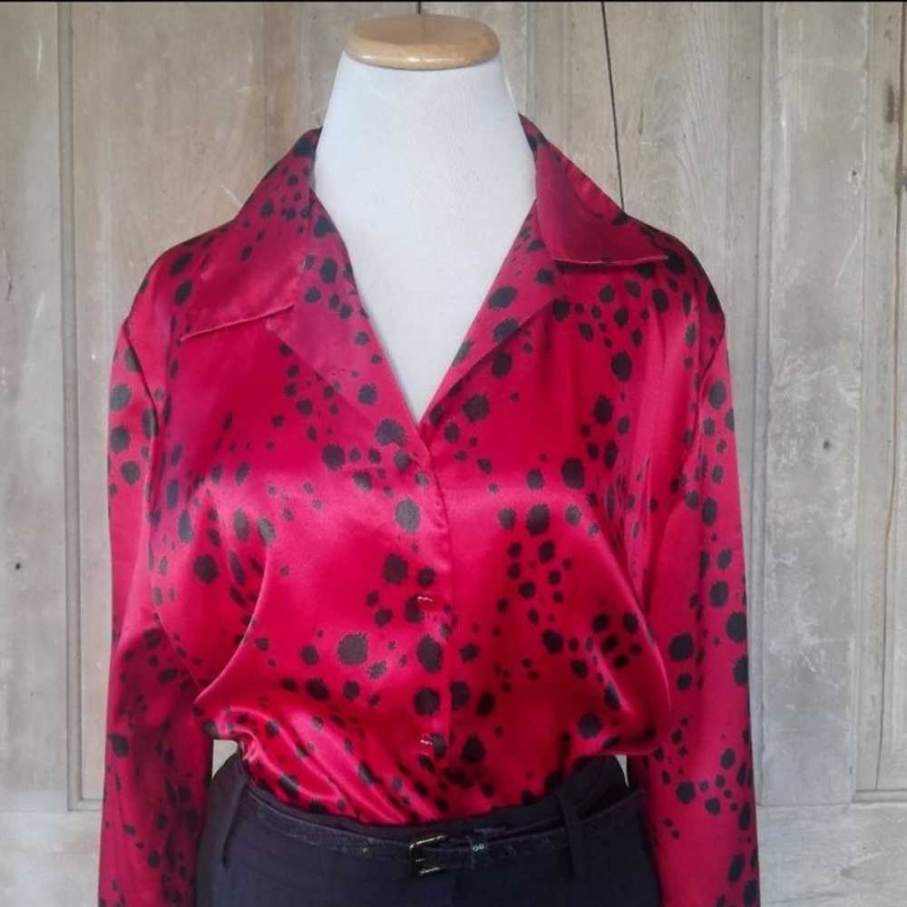 Vintage Red and Black Blouse - image 1