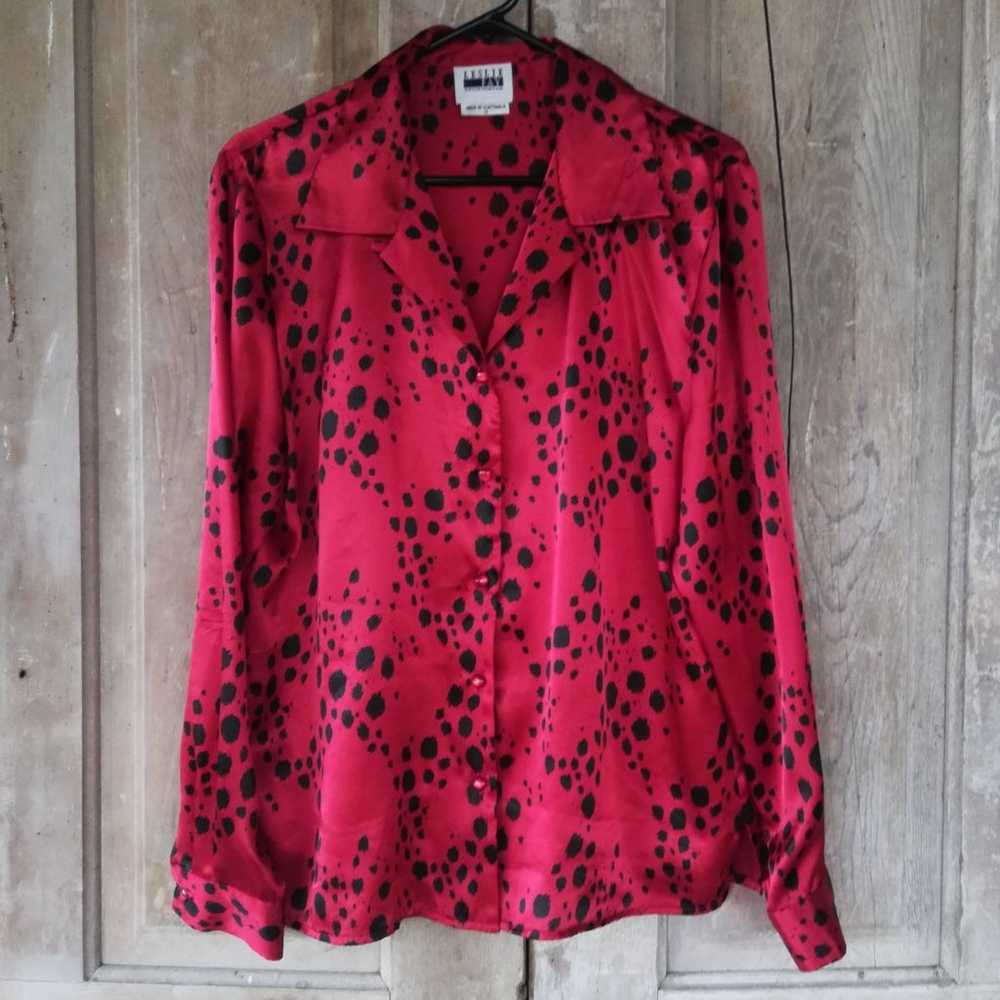 Vintage Red and Black Blouse - image 2