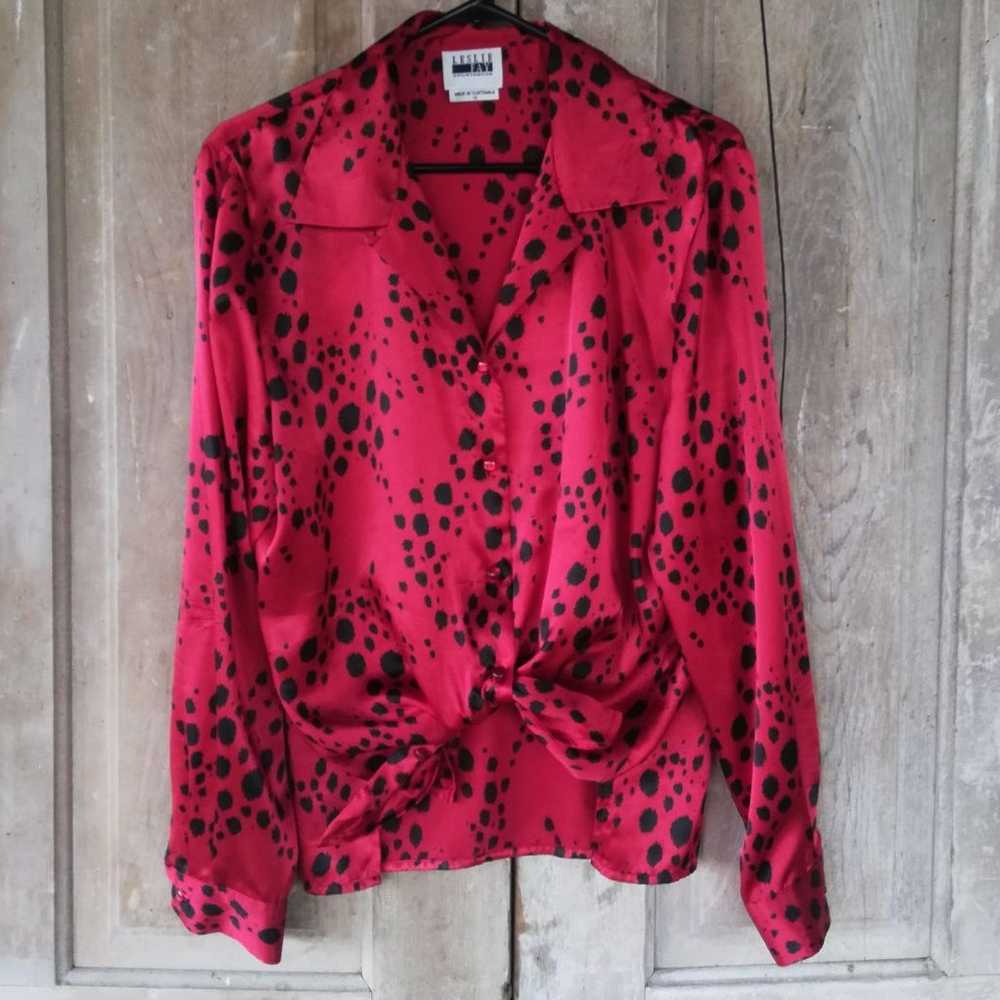 Vintage Red and Black Blouse - image 3