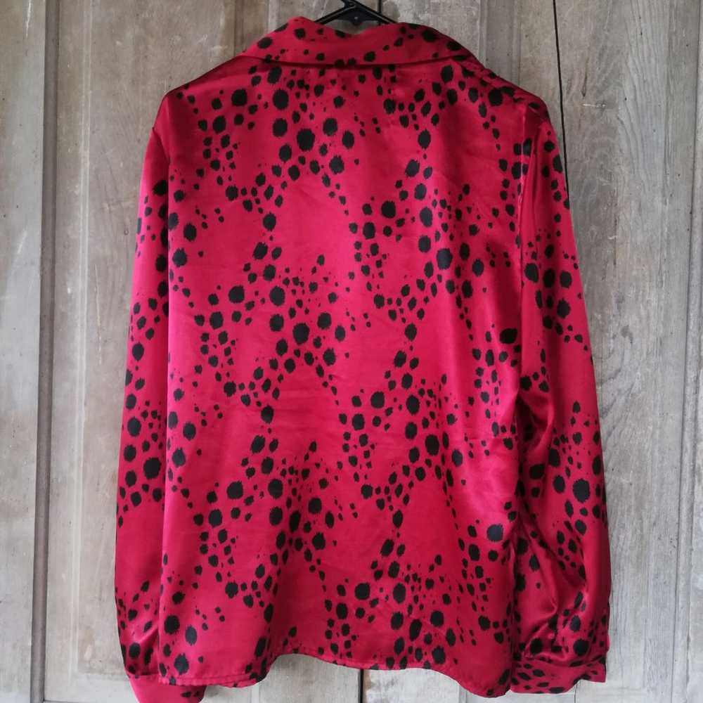 Vintage Red and Black Blouse - image 6
