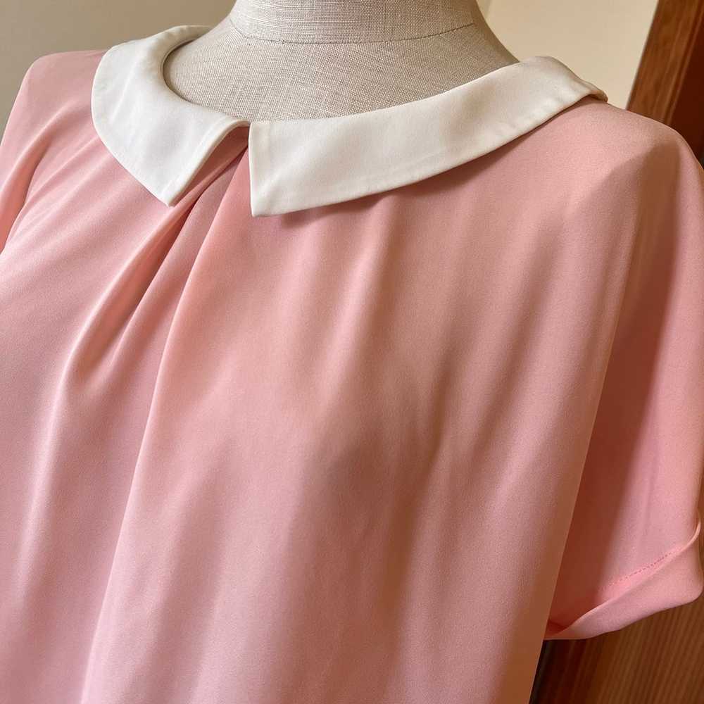 Vintage Peach Short Sleeve Blouse Peter Pan Colla… - image 3