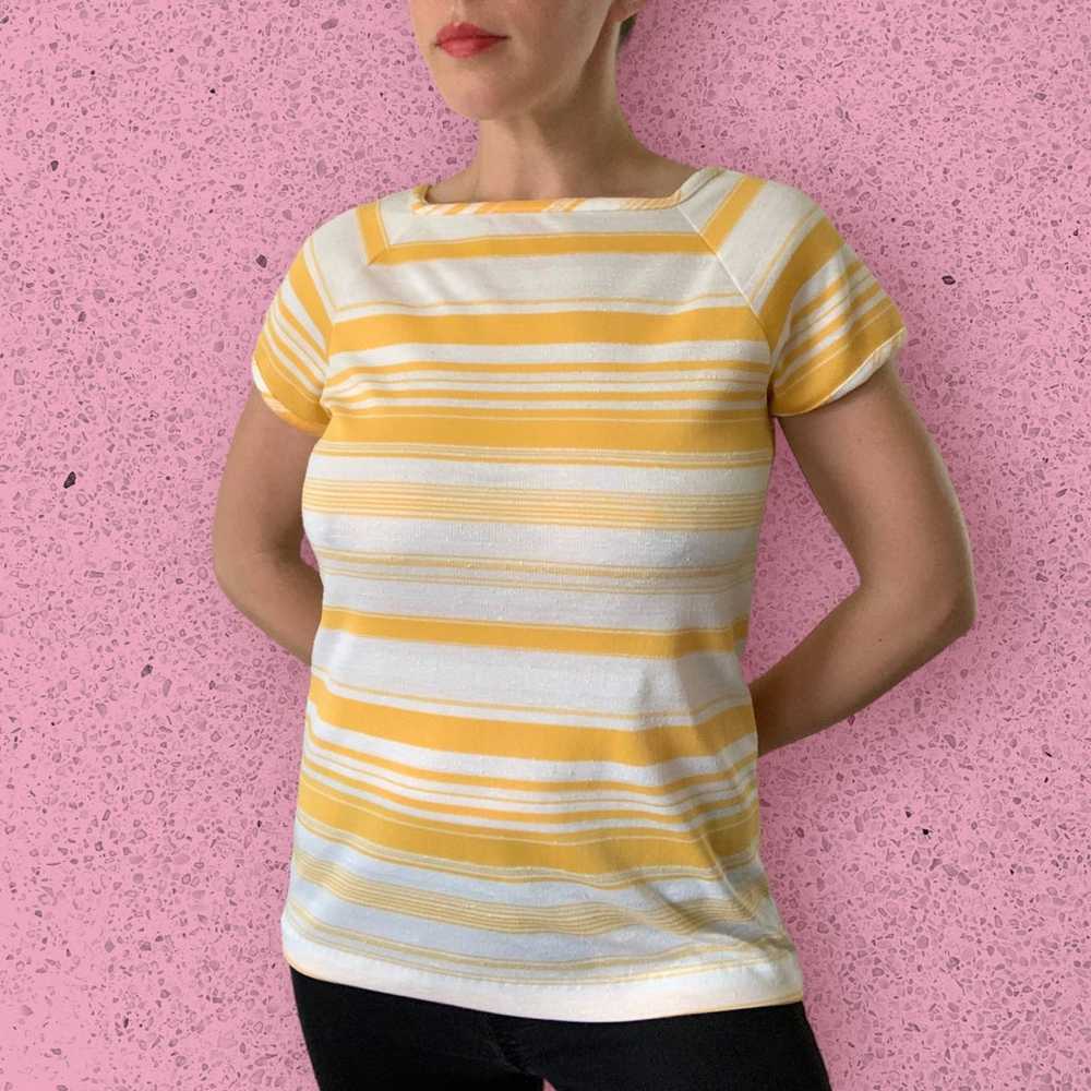 Vintage 1970s Catalina Yellow White Striped Short… - image 12