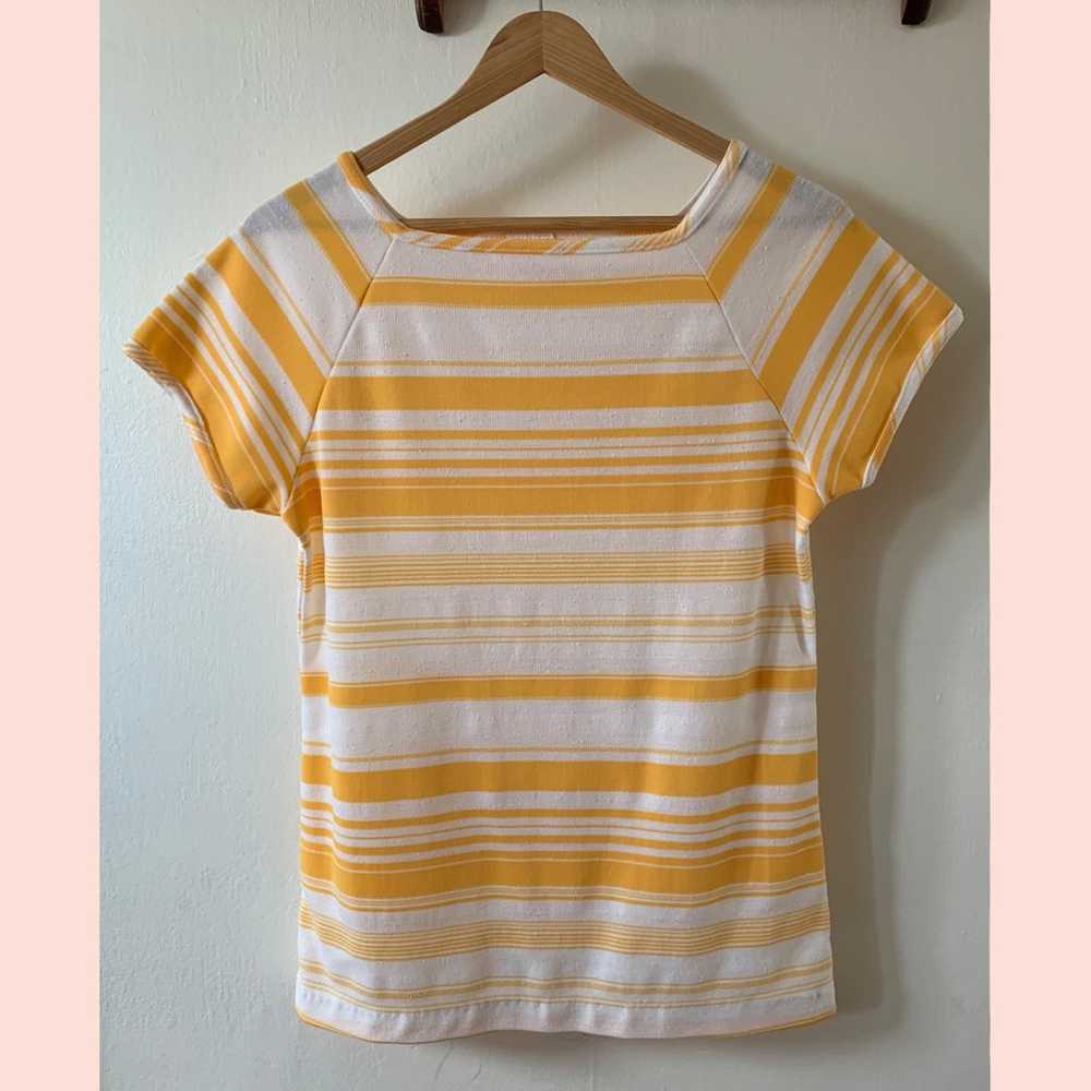 Vintage 1970s Catalina Yellow White Striped Short… - image 2