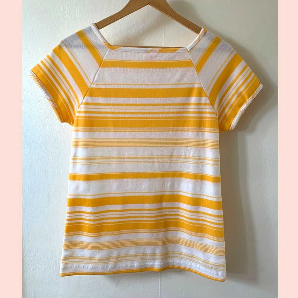 Vintage 1970s Catalina Yellow White Striped Short… - image 3