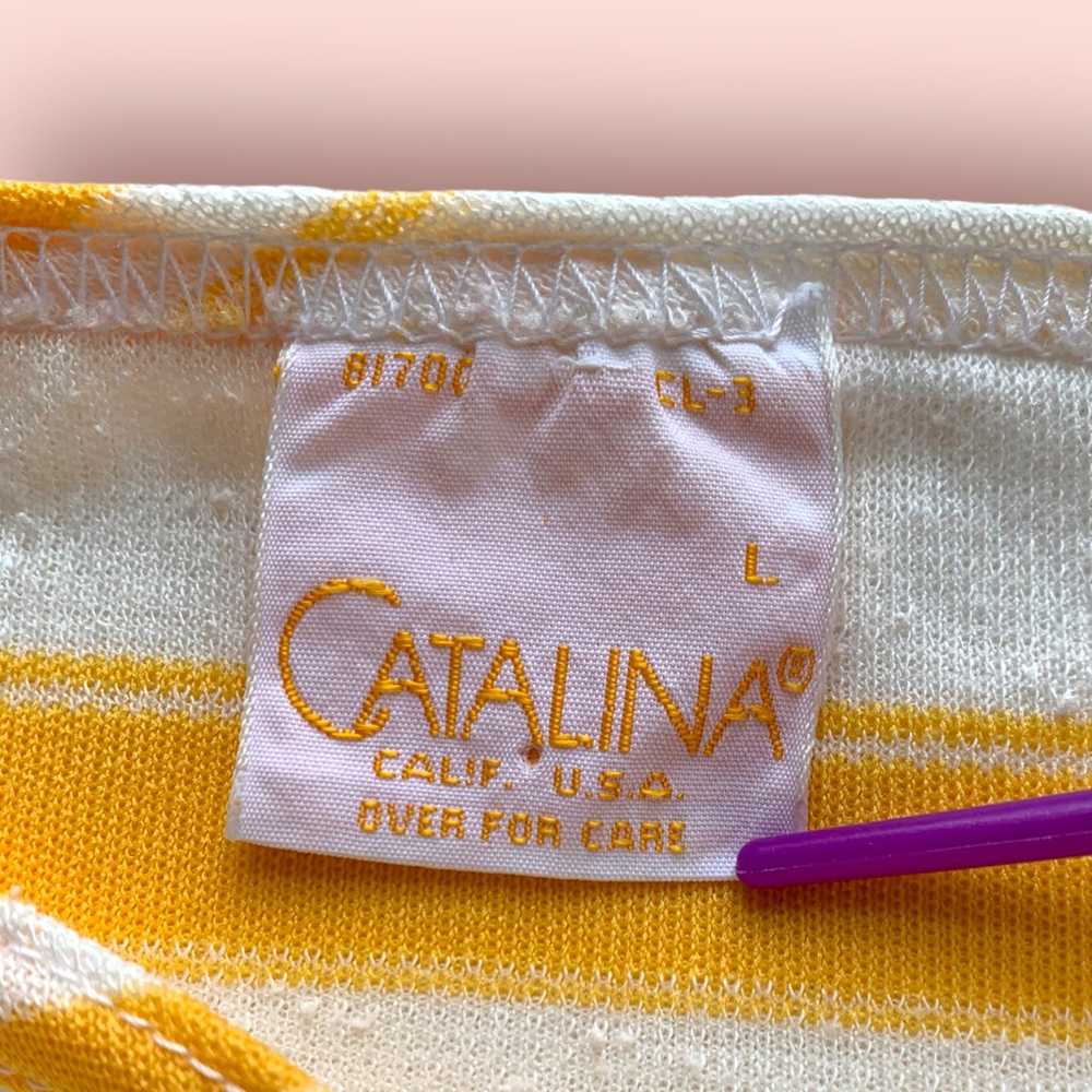 Vintage 1970s Catalina Yellow White Striped Short… - image 4