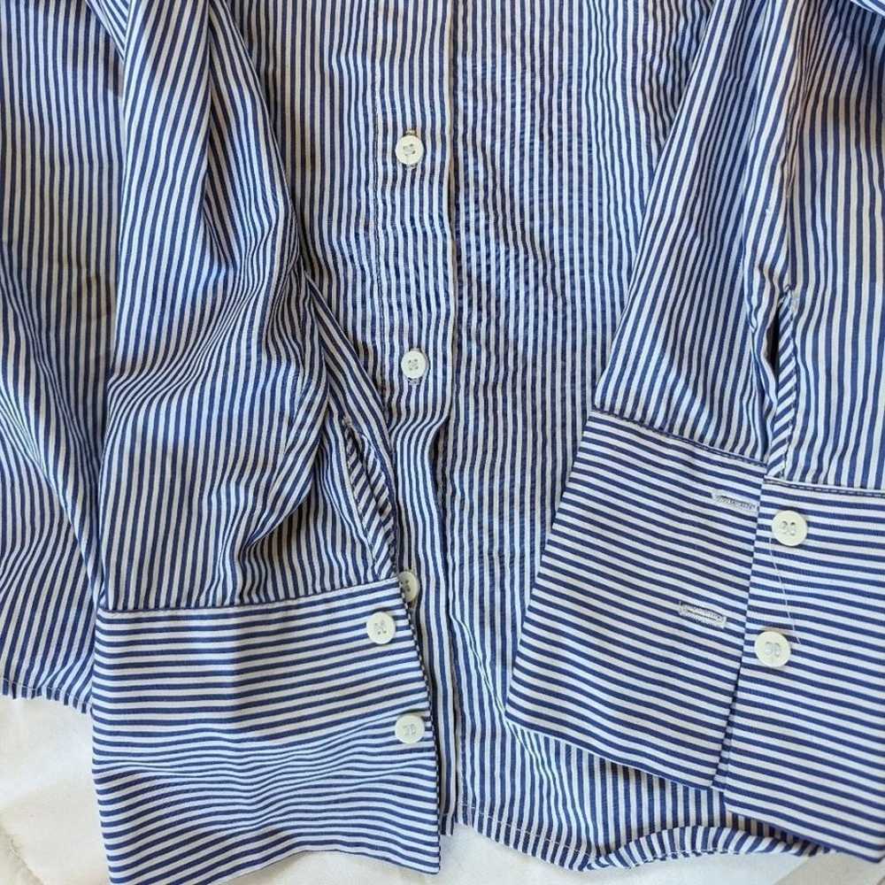 Vintage Janet Chung Blue White Striped Long Sleev… - image 4