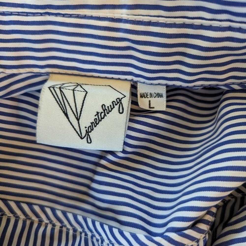 Vintage Janet Chung Blue White Striped Long Sleev… - image 5