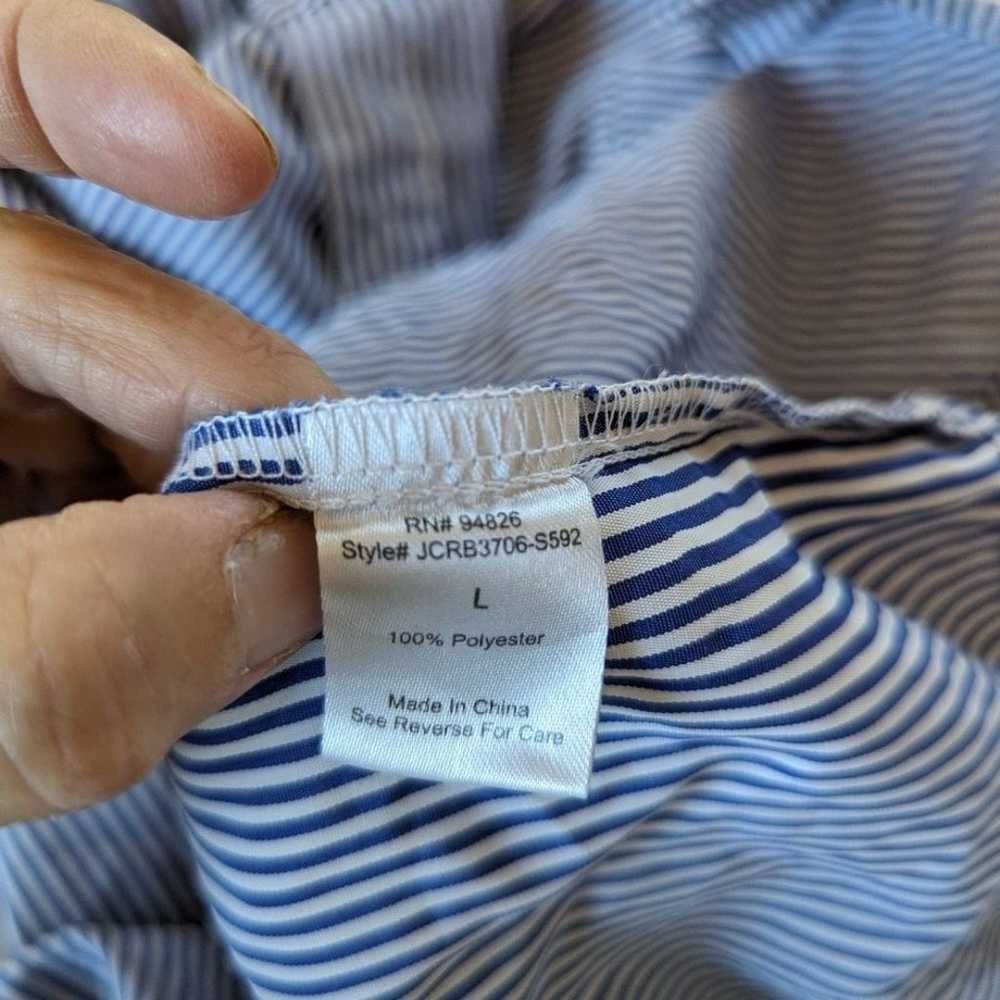 Vintage Janet Chung Blue White Striped Long Sleev… - image 6