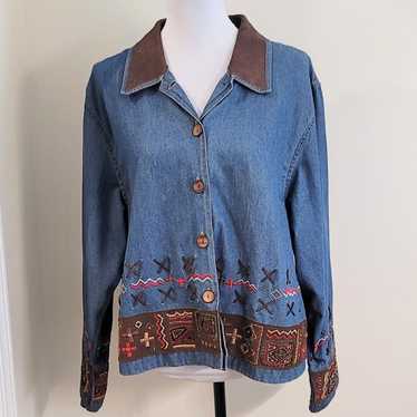 Vintage Tantrum Blues denim/ leather top large