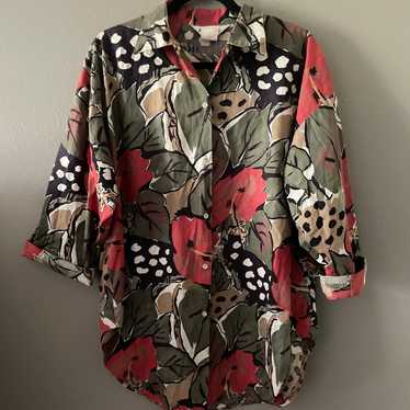 80’s Vintage Tunic Style RLM Button Down Shirt Si… - image 1