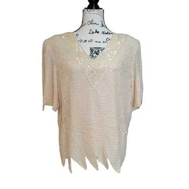 Landmark Vintage 100% Silk Sequins Top - Size L - image 1