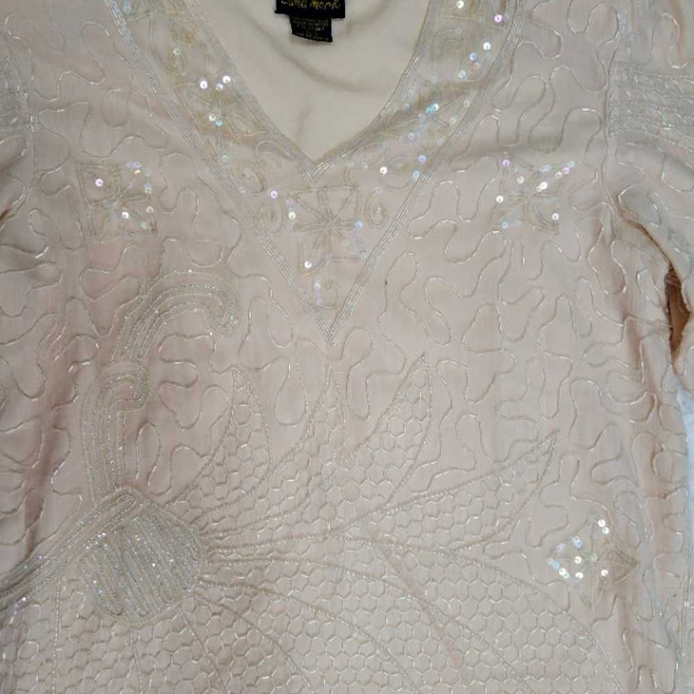 Landmark Vintage 100% Silk Sequins Top - Size L - image 6