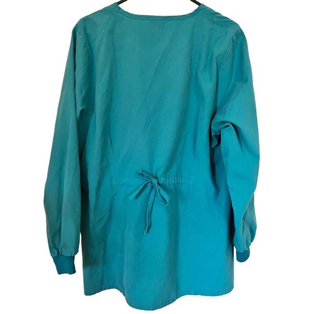 Barco Women's Scrub Jacket Size L Teal Knit Cuff … - image 6