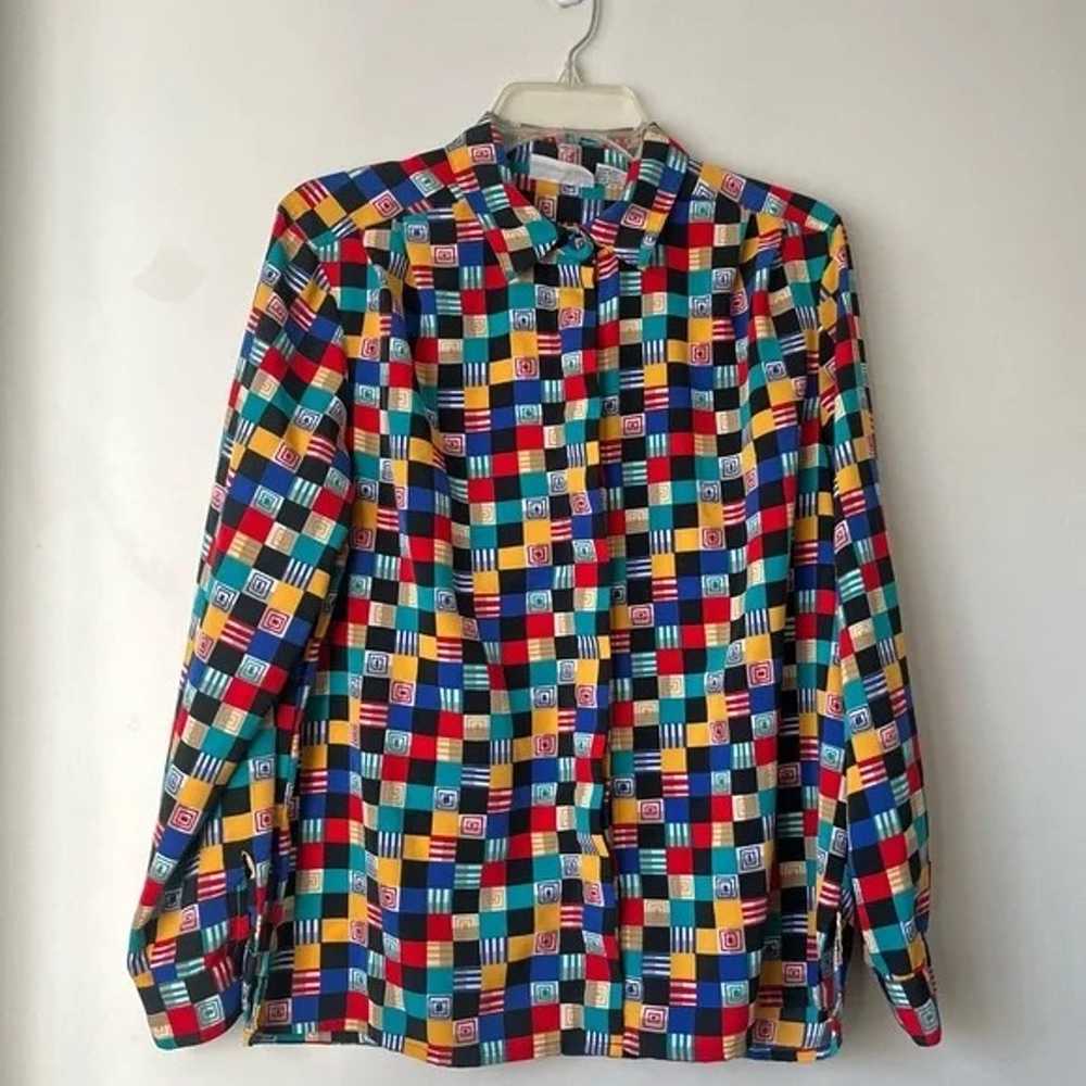Vintage 90s Alfred Dunner Colorful Checkerboard B… - image 1