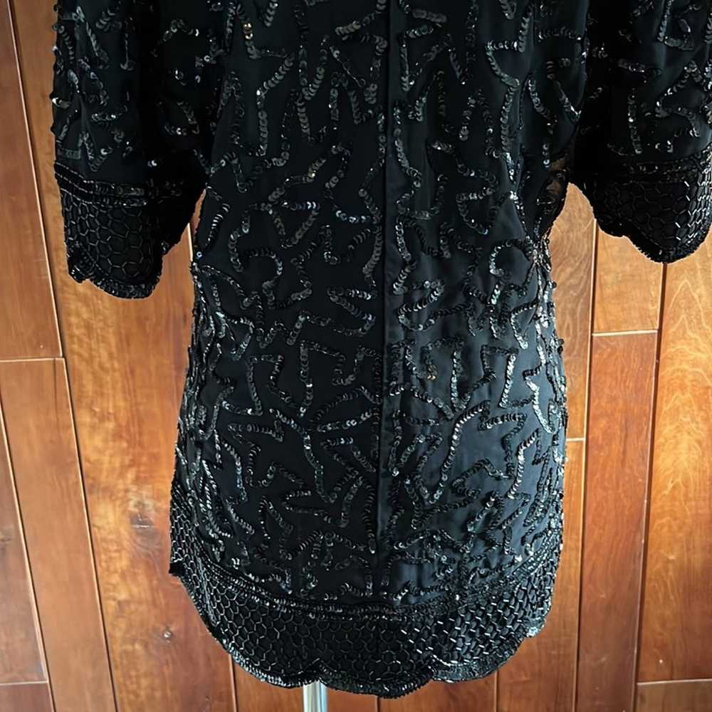 Vintage Laurence Kazar Beaded Sequin V Neck Top - image 7