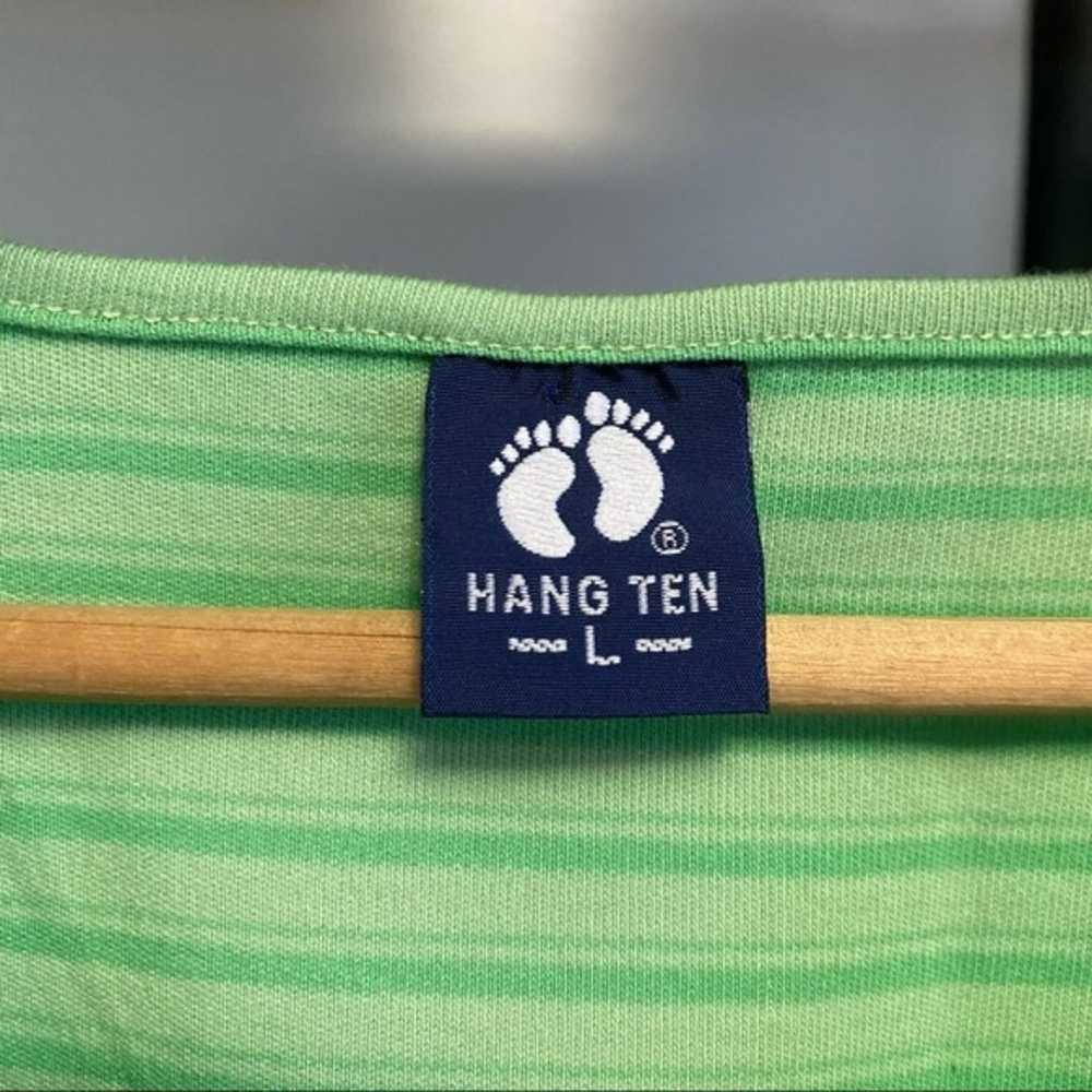 Hang Ten Vintage 90’s Green Striped Surf 3/4 Slee… - image 11