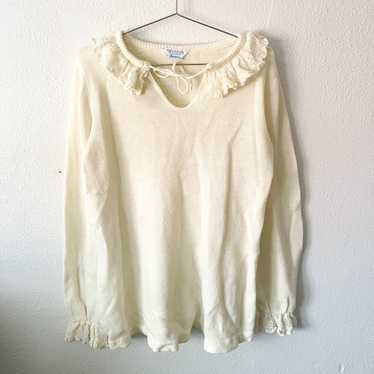 Vintage 1970s Cottage Core Ruffled Collar Blouse - image 1
