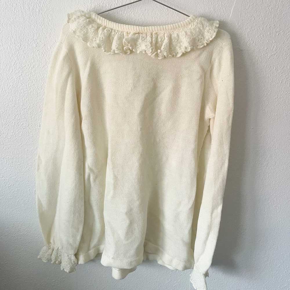 Vintage 1970s Cottage Core Ruffled Collar Blouse - image 2