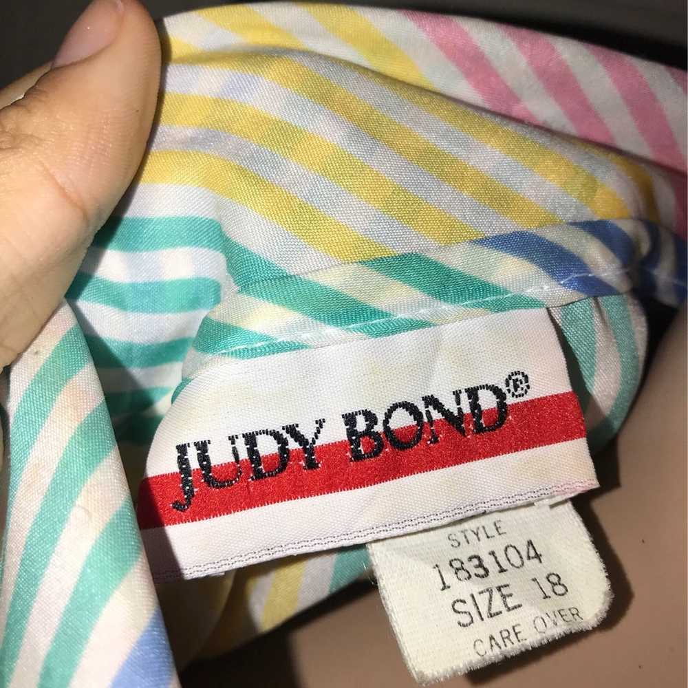 Vintage 70’s Judy  Bond Pastel Striped Ribboned L… - image 3