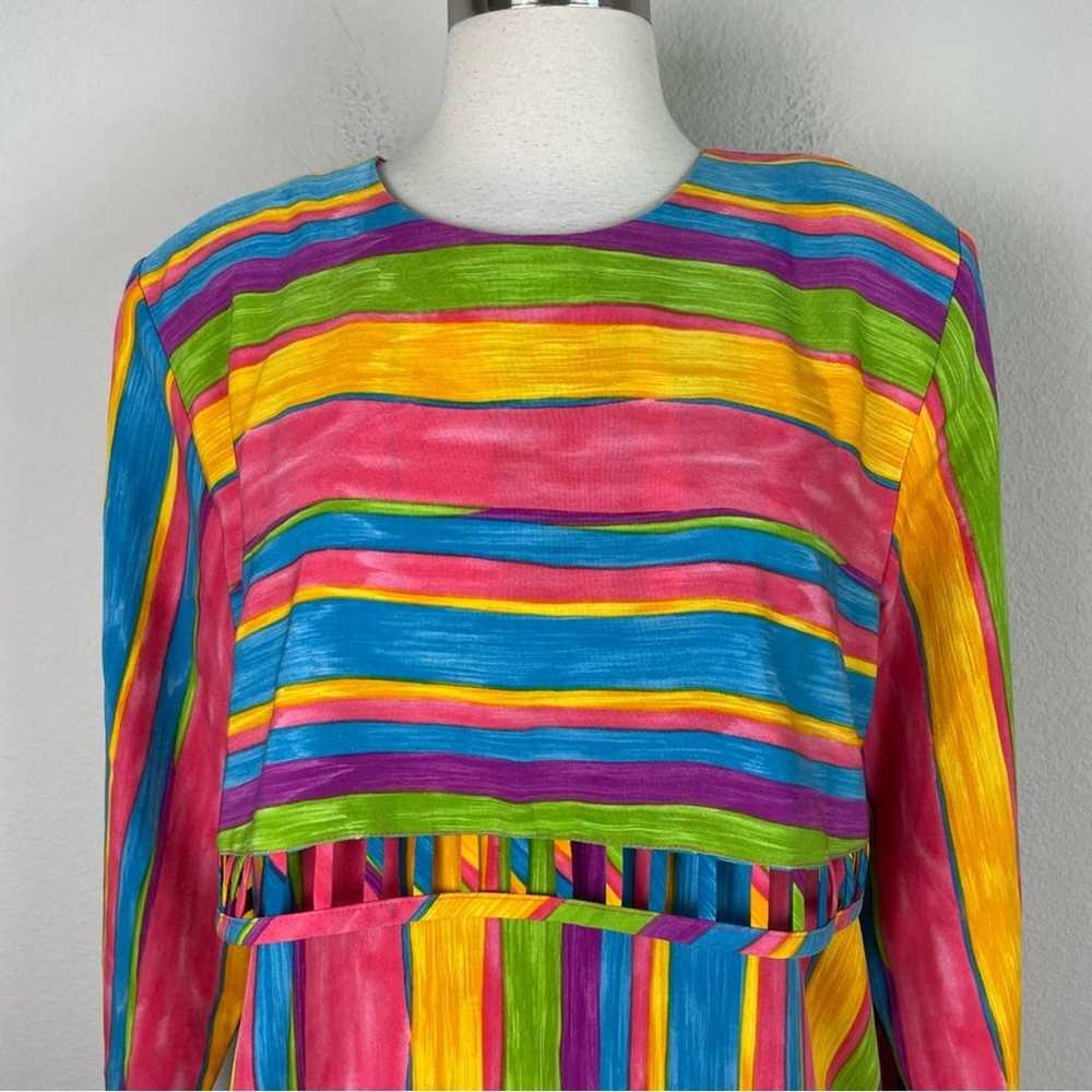 Vintage Sunny Lady Rainbow Watercolor Stripe Pop … - image 2