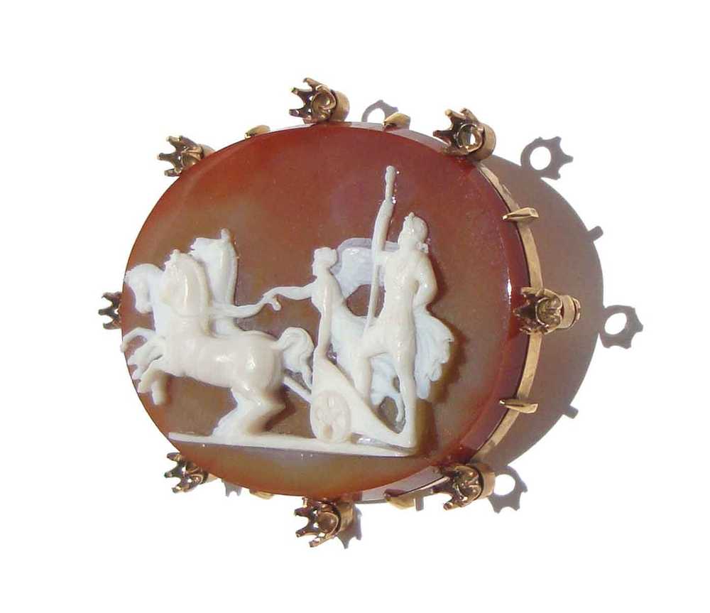 Antique 18K Gold Sardonyx Cameo Brooch Alexander … - image 2