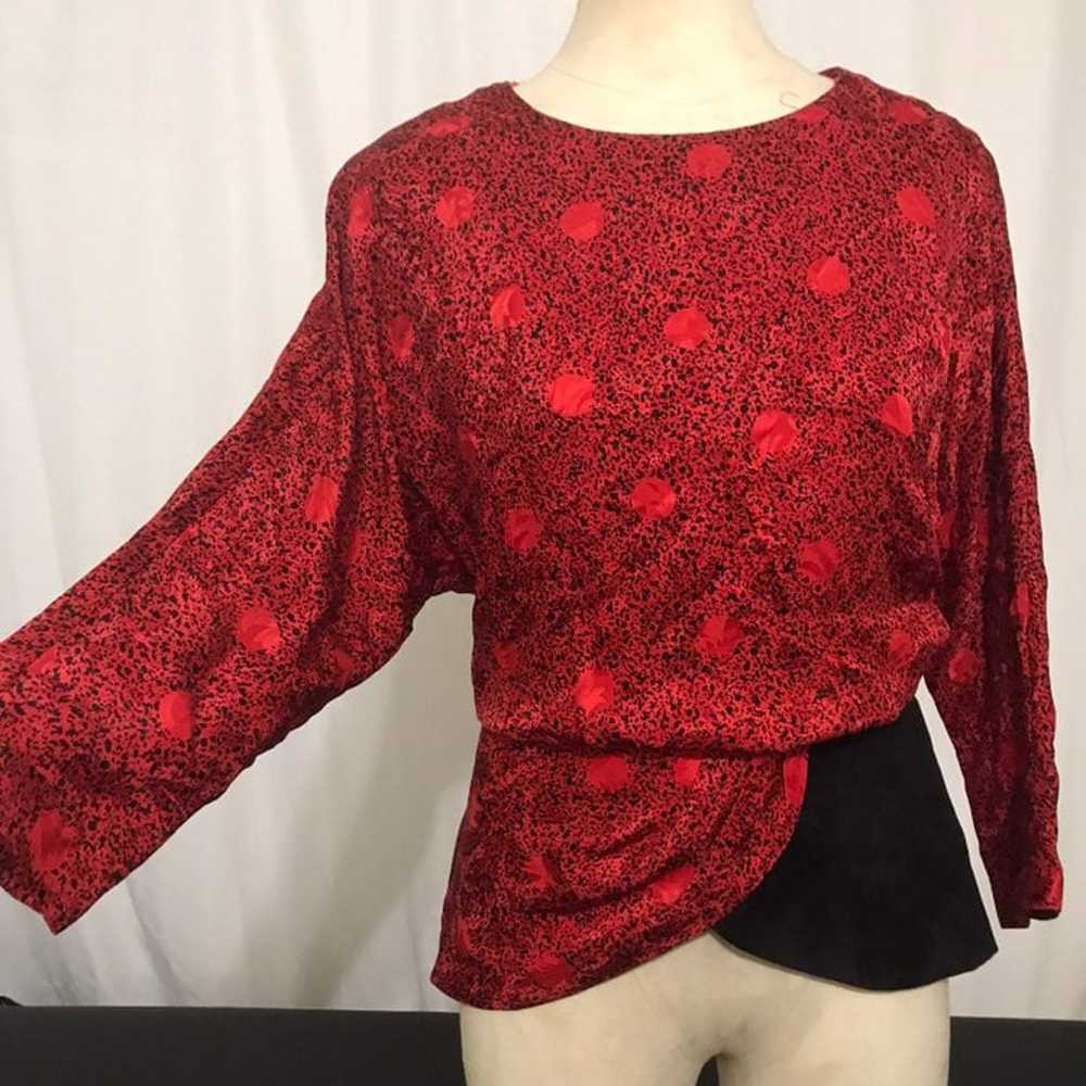 Vintage 80s black and red top - image 1