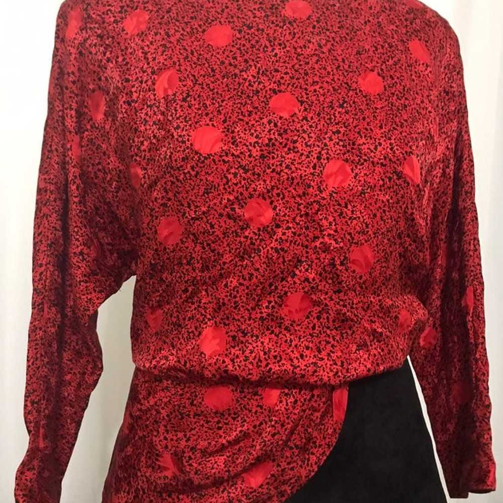 Vintage 80s black and red top - image 2