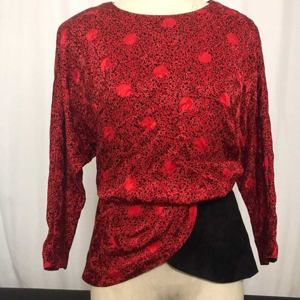 Vintage 80s black and red top - image 3