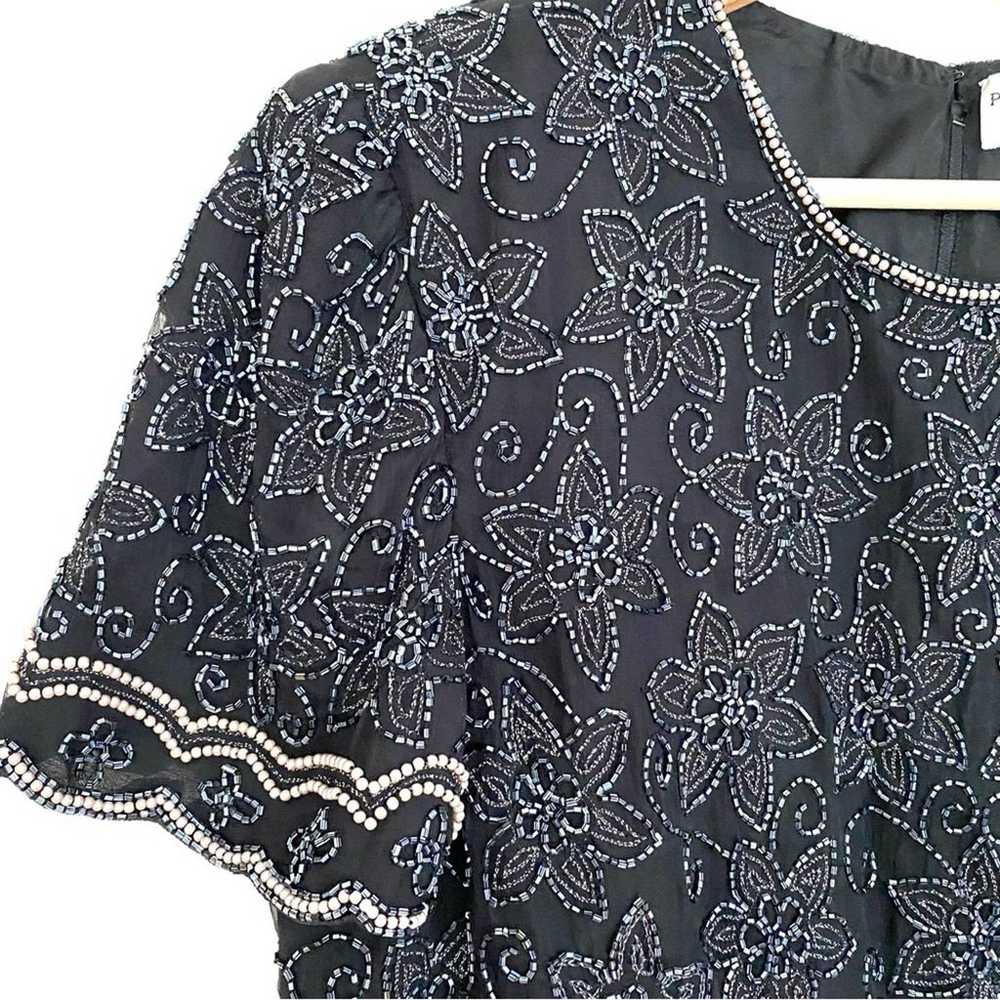 Papell Boutique Evening Vintage Silk Beaded Top L… - image 2