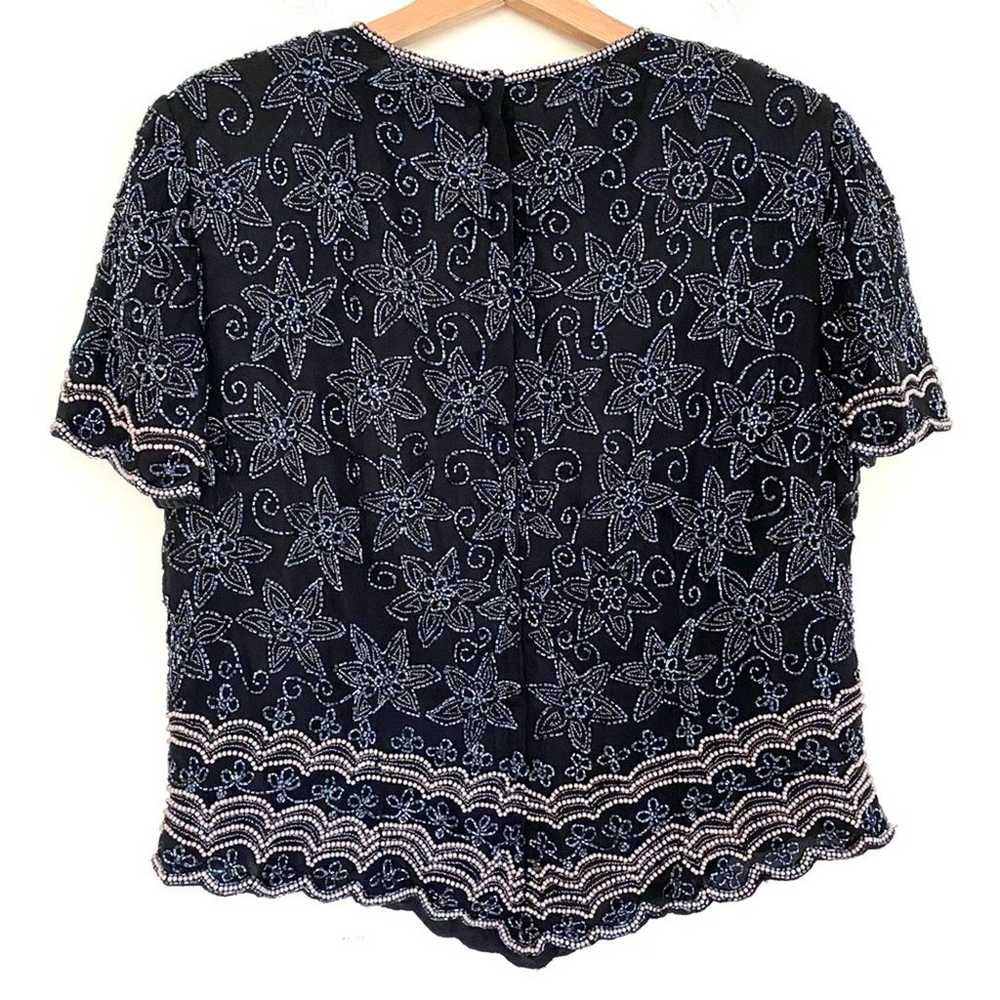 Papell Boutique Evening Vintage Silk Beaded Top L… - image 6