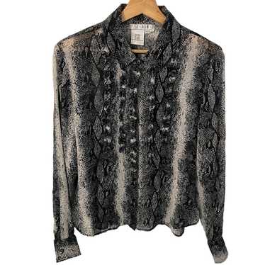 Vintage Piano Silk Snake Print Ruffled Blouse Wom… - image 1