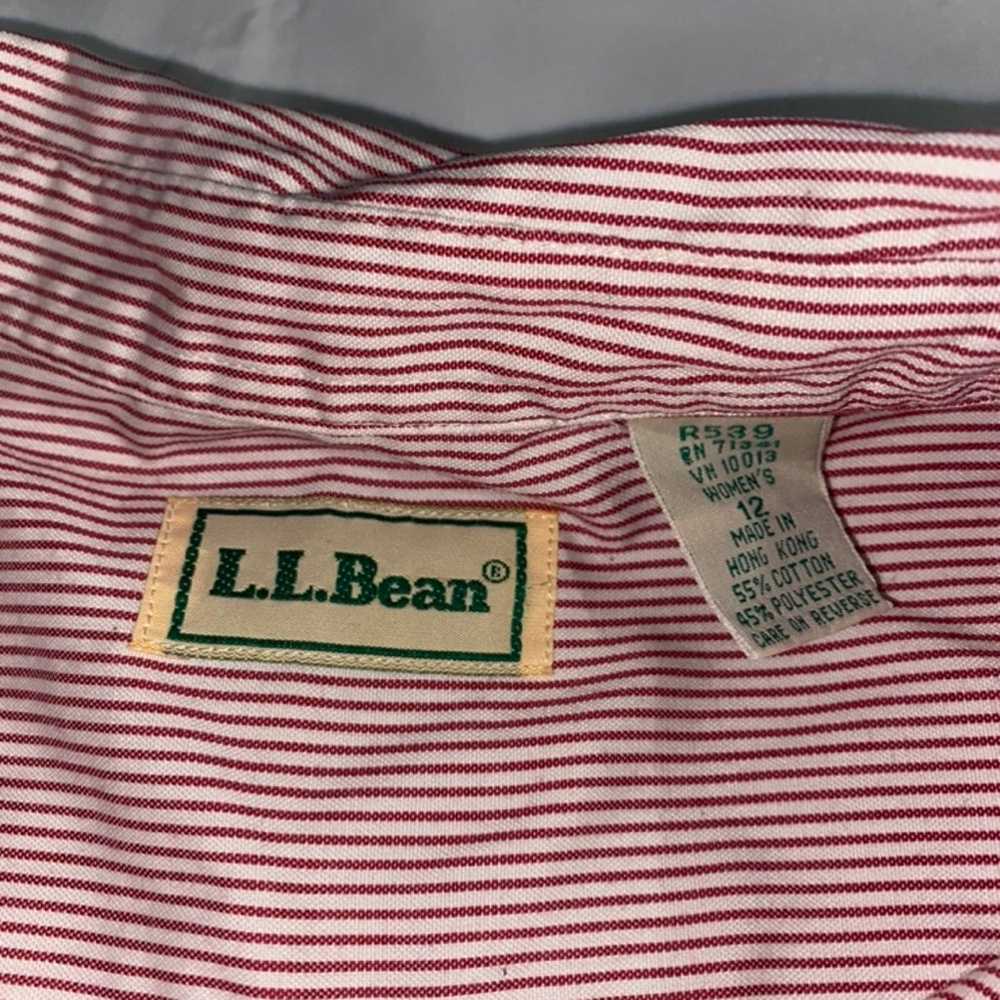 Vintage L.L. Bean Striped Long Sleeve Red & White… - image 8