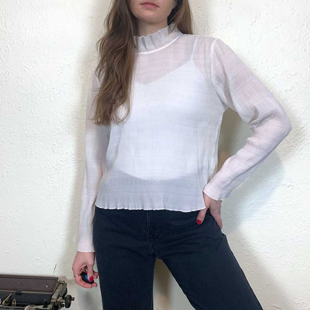 E.K. Designs vintage 80s white ruffle blouse crin… - image 1