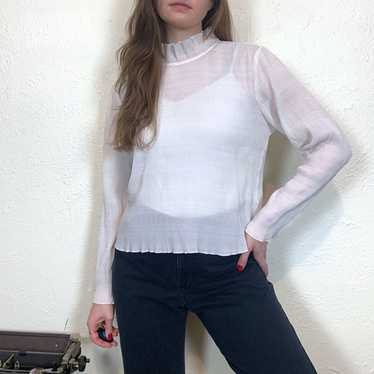 E.K. Designs vintage 80s white ruffle blouse crin… - image 1