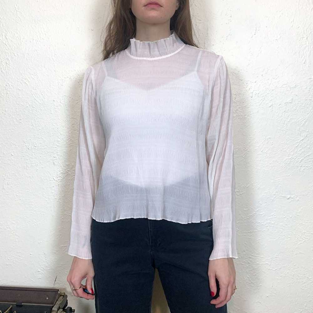 E.K. Designs vintage 80s white ruffle blouse crin… - image 4