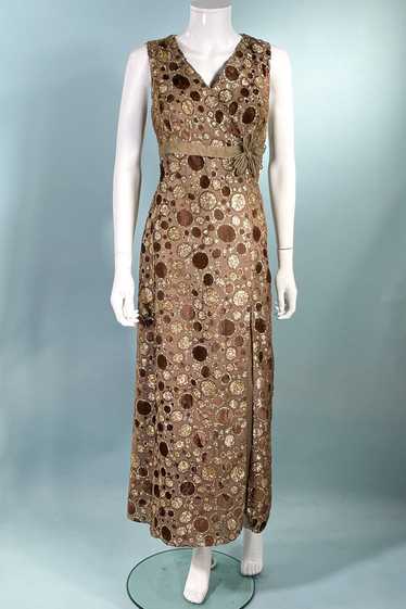 Louis Feraud Paris Couture Brown Velvet/Gold Maxi 