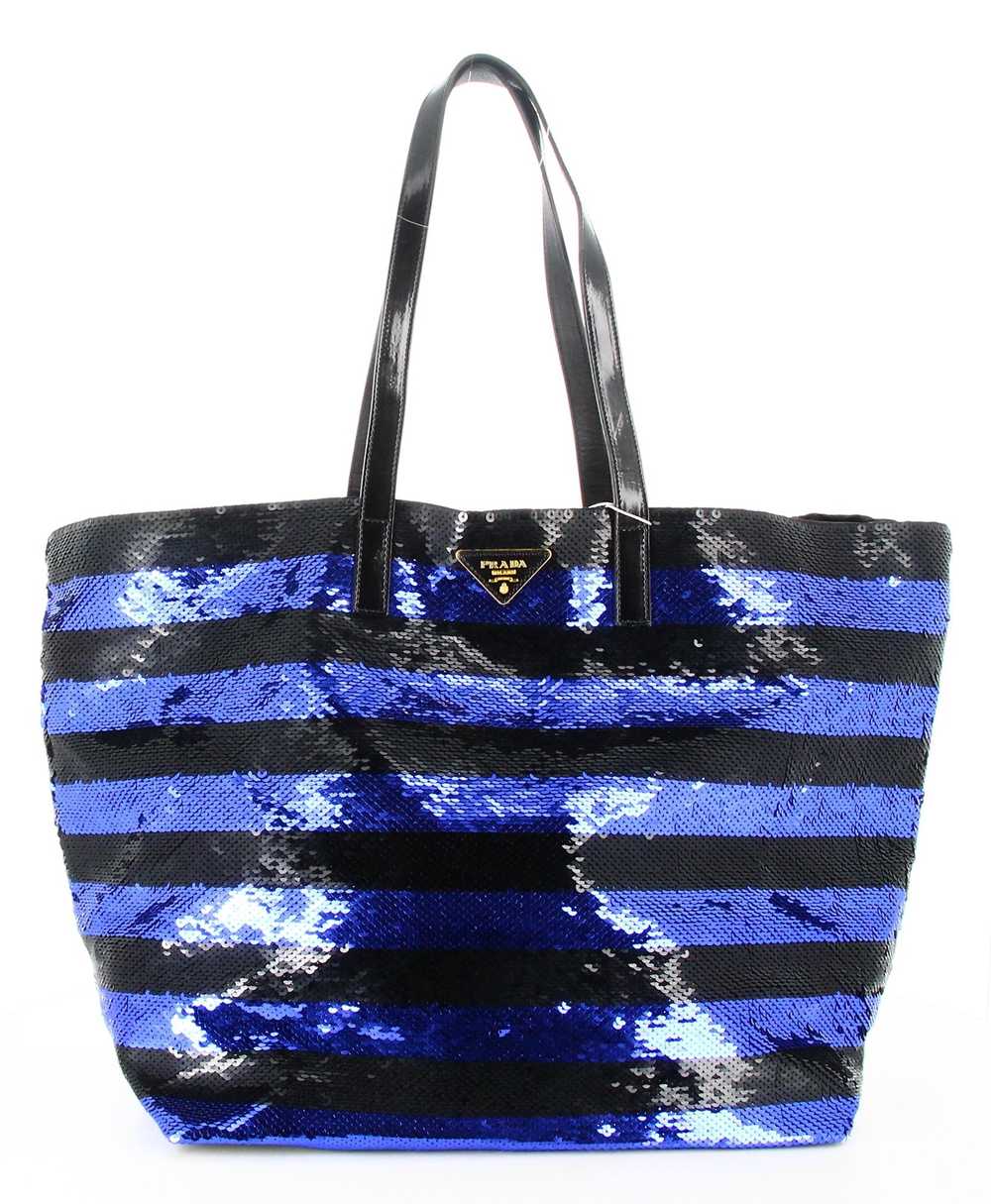 Prada Blue And Black SequinsTote - image 2