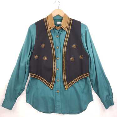 Vintage Tobria Western Boho Blouse Shirt and Rhin… - image 1