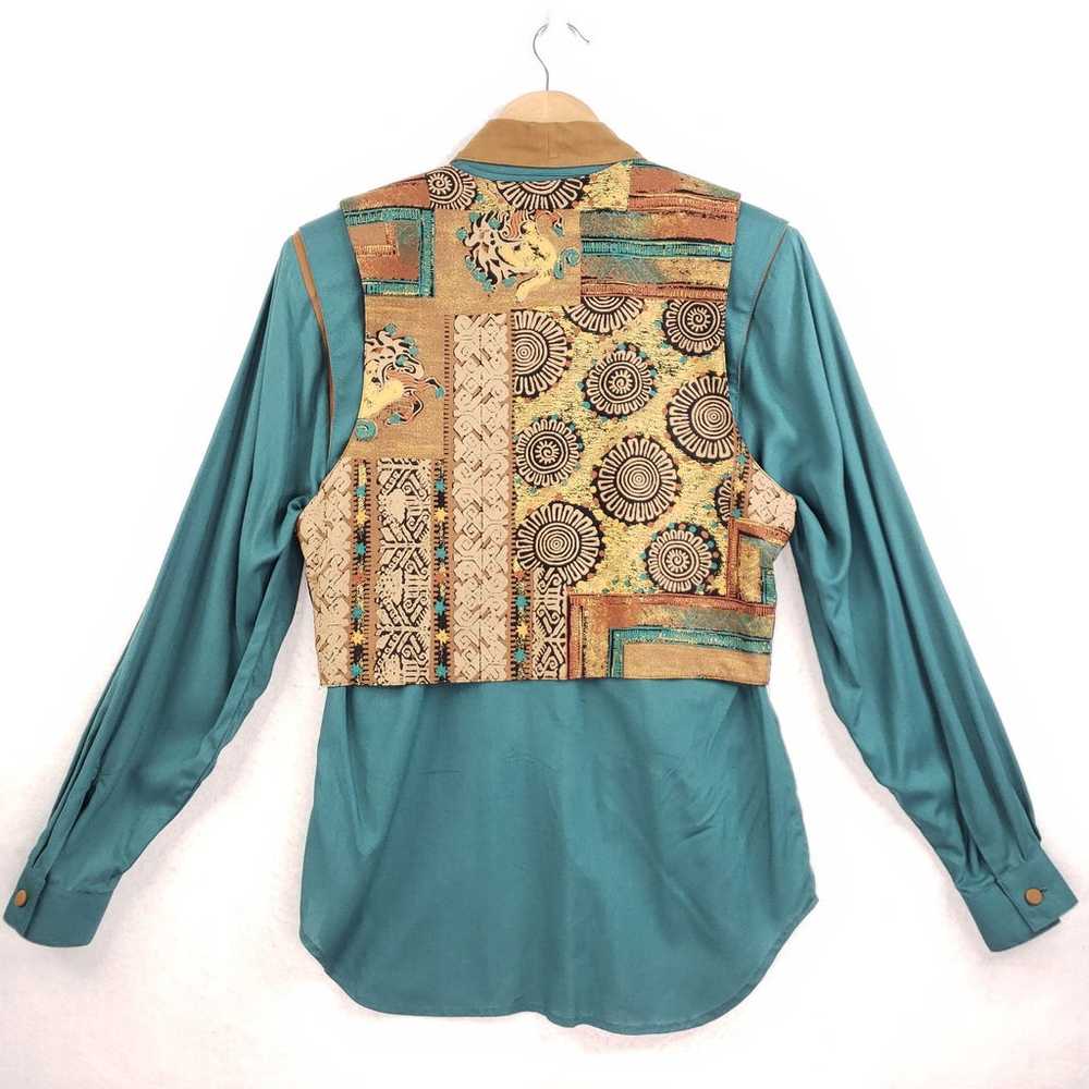 Vintage Tobria Western Boho Blouse Shirt and Rhin… - image 2