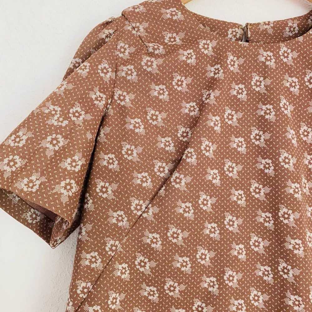 Vintage Handmade 60s 70s Brown Floral Blouse - image 10